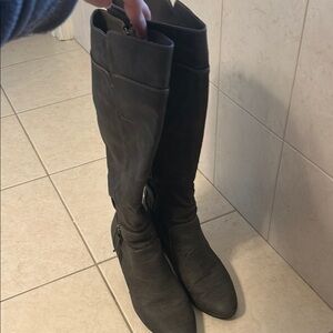 Black Leather Knee-High Boots